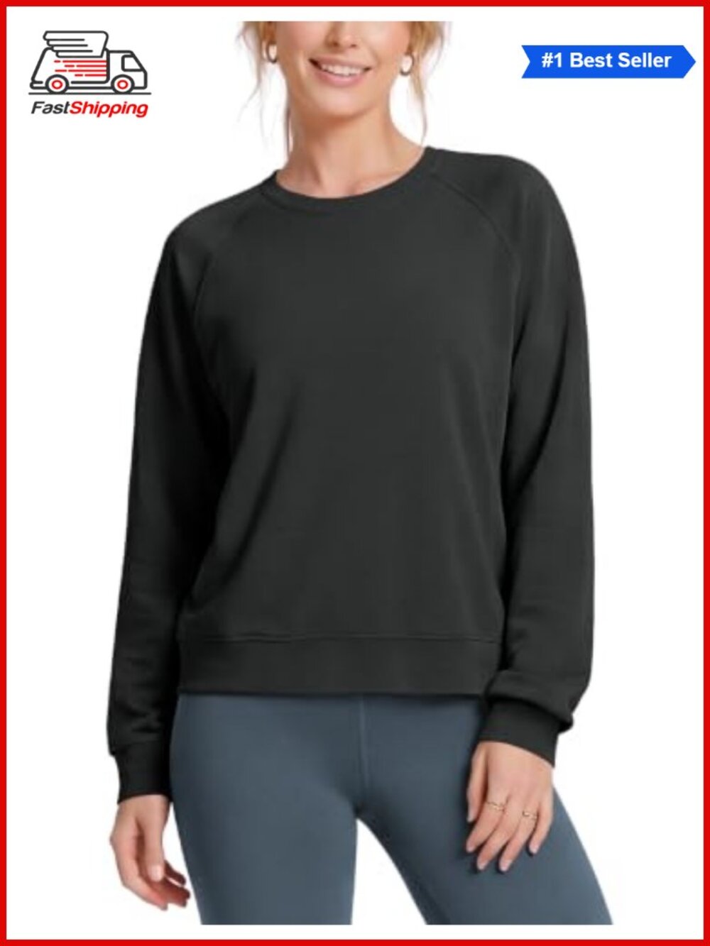✨ODODOS Modal Soft Raglan Long Sleeve Oversized Crew Neck Pullover Sweatshirt